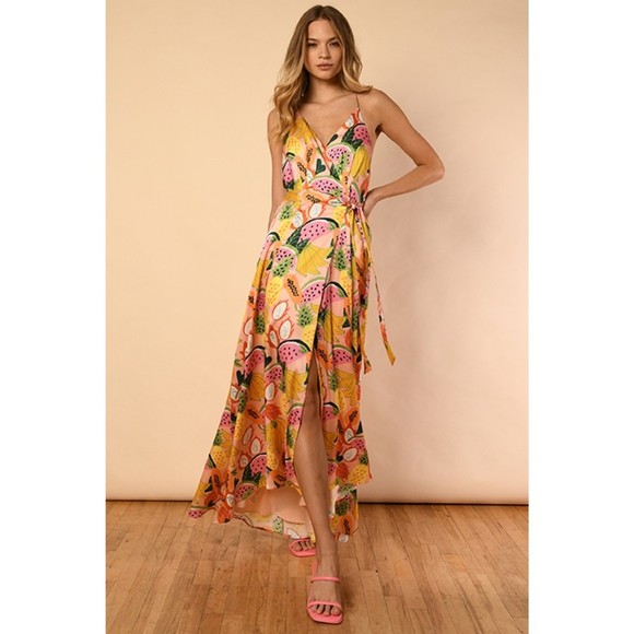 Anthropologie Hutch Glenne Tropical Wrap Dress Medium - Picture 1 of 10